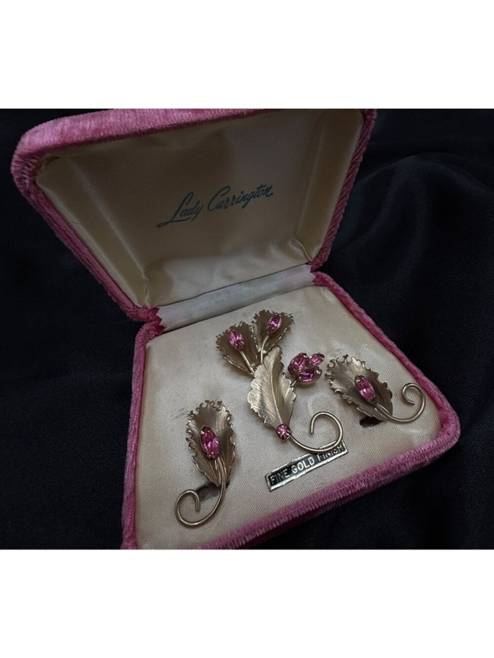 Rare Find Vintage 1960s Lady Carrington Brooch & Clip-On Earrings Set